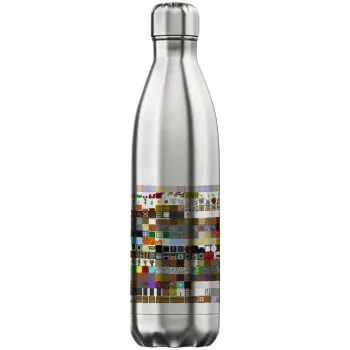 Minecraft blocks, Μεταλλικό παγούρι θερμός Inox (Stainless steel), διπλού τοιχώματος, 750ml