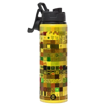Minecraft blocks, Μεταλλικό παγούρι νερού με καπάκι ασφαλείας, αλουμινίου 850ml