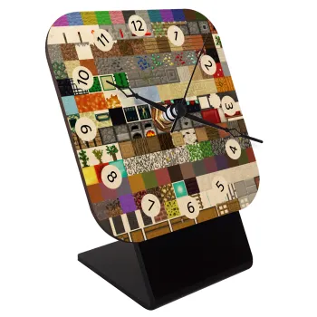 Minecraft blocks, Επιτραπέζιο ρολόι σε φυσικό ξύλο (10cm)