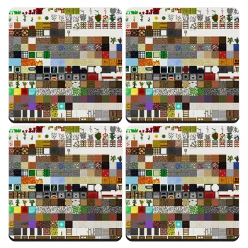 Minecraft blocks, ΣΕΤ 4 Σουβέρ ξύλινα τετράγωνα (9cm)