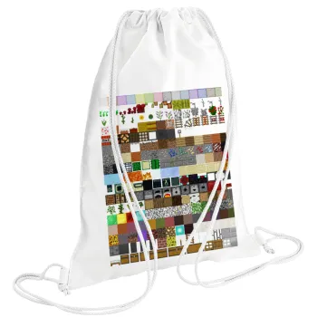 Minecraft blocks, Τσάντα πλάτης πουγκί GYMBAG λευκή (28x40cm)