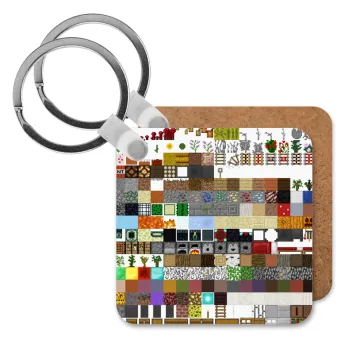 Minecraft blocks, Μπρελόκ Ξύλινο τετράγωνο MDF