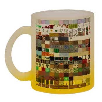 Minecraft blocks, Κούπα γυάλινη δίχρωμη με βάση το κίτρινο ματ, 330ml