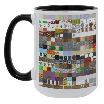 Minecraft blocks, Κούπα Mega 15oz, κεραμική Μαύρη, 450ml