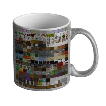 Minecraft blocks, Κούπα Ασημένια Glitter που γυαλίζει, κεραμική, 330ml