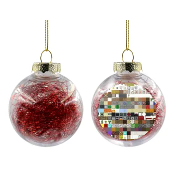 Minecraft blocks, Transparent Christmas tree ball ornament with red filling 8cm