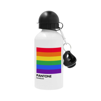 Pantone Rainbow, Metal water bottle, White, aluminum 500ml