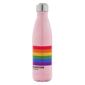 Pantone Rainbow, Μεταλλικό παγούρι θερμός Ροζ Ιριδίζον (Stainless steel), διπλού τοιχώματος, 500ml