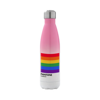 Pantone Rainbow, Metal mug thermos Pink/White (Stainless steel), double wall, 500ml