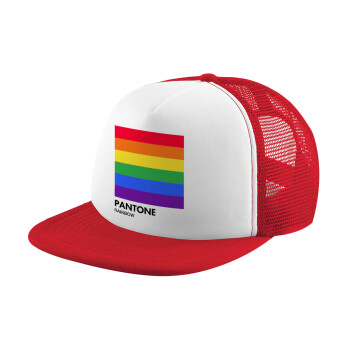 Pantone Rainbow, Καπέλο Soft Trucker με Δίχτυ Red/White 