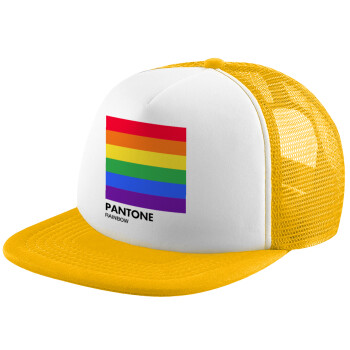 Pantone Rainbow, Καπέλο Ενηλίκων Soft Trucker με Δίχτυ Κίτρινο/White (POLYESTER, ΕΝΗΛΙΚΩΝ, UNISEX, ONE SIZE)