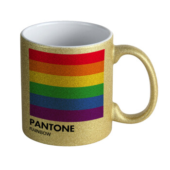 Pantone Rainbow, Κούπα Χρυσή Glitter που γυαλίζει, κεραμική, 330ml