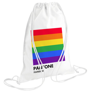 Pantone Rainbow, Τσάντα πλάτης πουγκί GYMBAG λευκή (28x40cm)