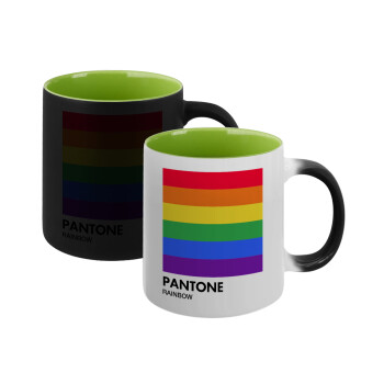 Pantone Rainbow, Κούπα Μαγική εσωτερικό πράσινο, κεραμική 330ml που αλλάζει χρώμα με το ζεστό ρόφημα (1 τεμάχιο)