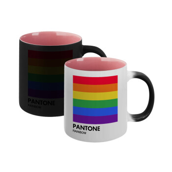 Pantone Rainbow, Κούπα Μαγική εσωτερικό ΡΟΖ, κεραμική 330ml που αλλάζει χρώμα με το ζεστό ρόφημα (1 τεμάχιο)