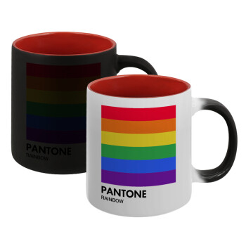 Pantone Rainbow, Κούπα Μαγική εσωτερικό κόκκινο, κεραμική, 330ml που αλλάζει χρώμα με το ζεστό ρόφημα (1 τεμάχιο)