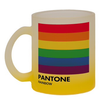 Pantone Rainbow, Κούπα γυάλινη δίχρωμη με βάση το κίτρινο ματ, 330ml
