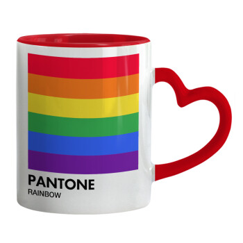 Pantone Rainbow, Mug heart red handle, ceramic, 330ml
