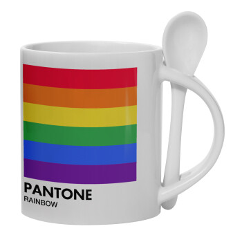 Pantone Rainbow, Κούπα, κεραμική με κουταλάκι, 330ml (1 τεμάχιο)