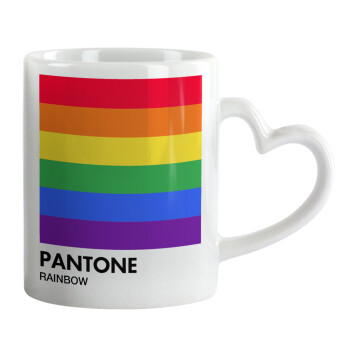 Pantone Rainbow, Κούπα καρδιά χερούλι λευκή, κεραμική, 330ml