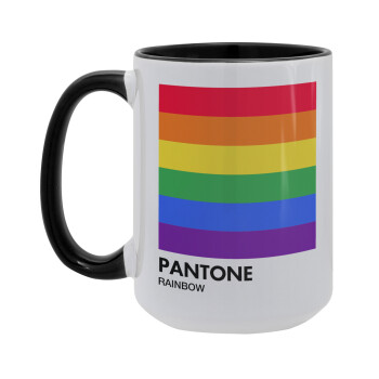 Pantone Rainbow, Κούπα Mega 15oz, κεραμική Μαύρη, 450ml