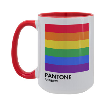 Pantone Rainbow, Κούπα Mega 15oz, κεραμική Κόκκινη, 450ml