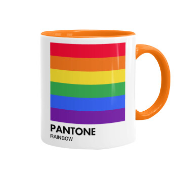 Pantone Rainbow, Κούπα χρωματιστή πορτοκαλί, κεραμική, 330ml