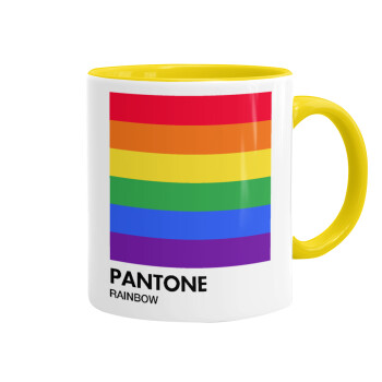 Pantone Rainbow, Κούπα χρωματιστή κίτρινη, κεραμική, 330ml