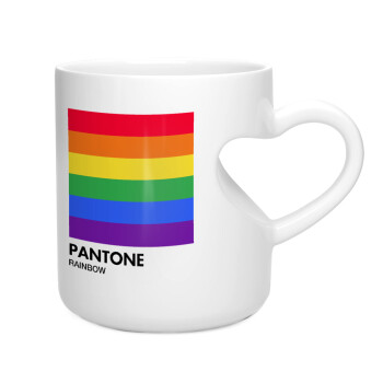 Pantone Rainbow, Κούπα καρδιά λευκή, κεραμική, 330ml