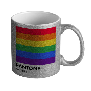 Pantone Rainbow, Κούπα Ασημένια Glitter που γυαλίζει, κεραμική, 330ml