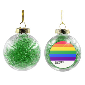 Pantone Rainbow, Χριστουγεννιάτικη μπάλα δένδρου διάφανη με πράσινο γέμισμα 8cm