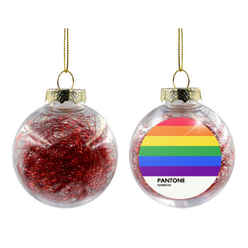 Pantone Rainbow, Χριστουγεννιάτικη μπάλα δένδρου διάφανη με κόκκινο γέμισμα 8cm