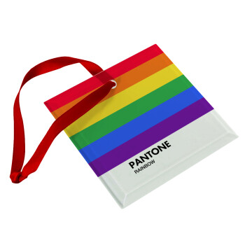 Pantone Rainbow, Χριστουγεννιάτικο στολίδι γυάλινο τετράγωνο 9x9cm