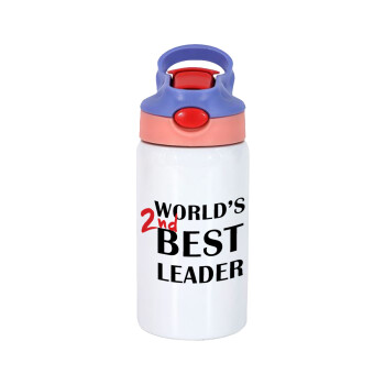 World's 2nd Best leader , Children's hot water bottle, stainless steel, with safety straw, pink/purple (350ml)