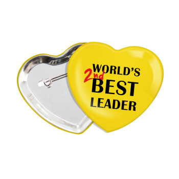 World's 2nd Best leader , Κονκάρδα παραμάνα καρδιά (57x52mm)