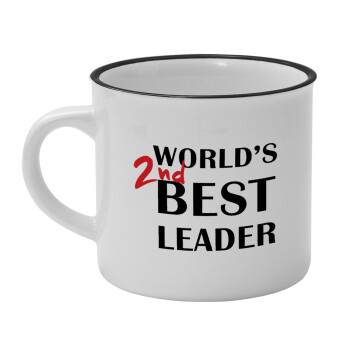 World's 2nd Best leader , Κούπα κεραμική vintage Λευκή/Μαύρη 230ml