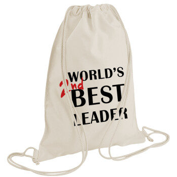 World's 2nd Best leader , Τσάντα πλάτης πουγκί GYMBAG natural (28x40cm)