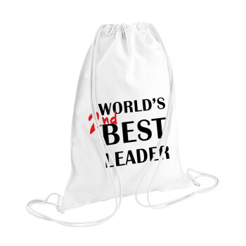 World's 2nd Best leader , Τσάντα πλάτης πουγκί GYMBAG λευκή (28x40cm)