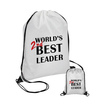 World's 2nd Best leader , Τσάντα πουγκί με μαύρα κορδόνια (1 τεμάχιο)