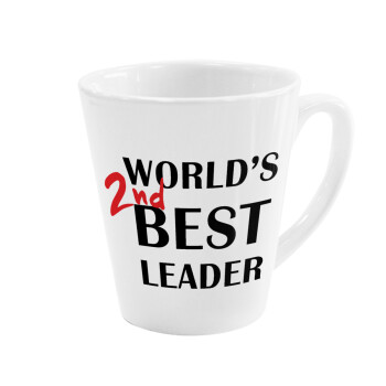 World's 2nd Best leader , Κούπα κωνική Latte Λευκή, κεραμική, 300ml