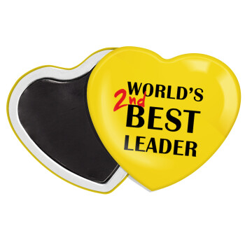 World's 2nd Best leader , Μαγνητάκι καρδιά (57x52mm)