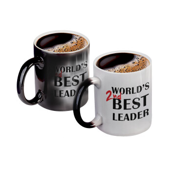 World's 2nd Best leader , Color changing magic Mug, ceramic, 330ml when adding hot liquid inside, the black colour desappears (1 pcs)