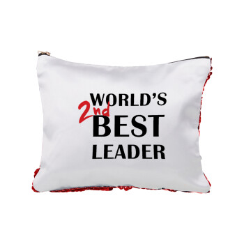 World's 2nd Best leader , Τσαντάκι νεσεσέρ με πούλιες (Sequin) Κόκκινο