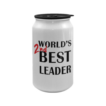 World's 2nd Best leader , Κούπα ταξιδιού μεταλλική με καπάκι (tin-can) 500ml