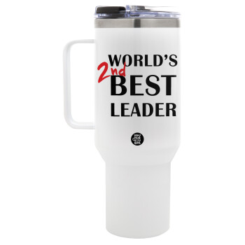 World's 2nd Best leader , Mega Tumbler με καπάκι, διπλού τοιχώματος (θερμό) 1,2L