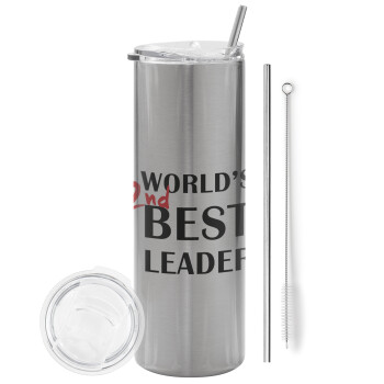 World's 2nd Best leader , Eco friendly stainless steel Silver tumbler 600ml, with metal straw & cleaning brush
