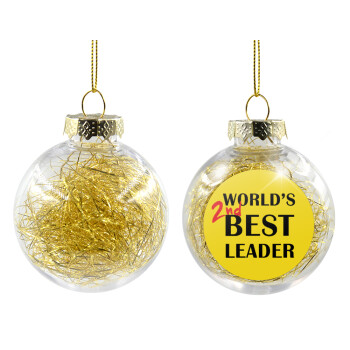 World's 2nd Best leader , Χριστουγεννιάτικη μπάλα δένδρου διάφανη με χρυσό γέμισμα 8cm