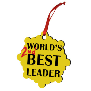 World's 2nd Best leader , Χριστουγεννιάτικο στολίδι snowflake ξύλινο 7.5cm
