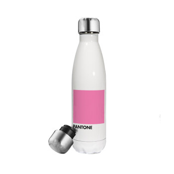 PANTONE Pink C, Metal mug thermos White (Stainless steel), double wall, 500ml