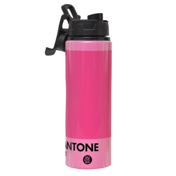 PANTONE Pink C, Μεταλλικό παγούρι νερού με καπάκι ασφαλείας, αλουμινίου 850ml